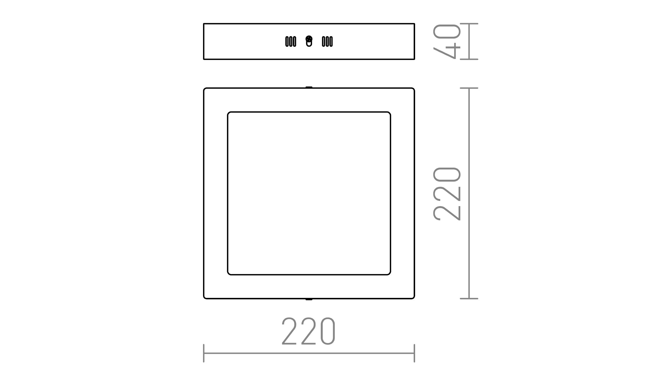 SLENDER SQ 22 SURFACE MOUNTED - Product sketch