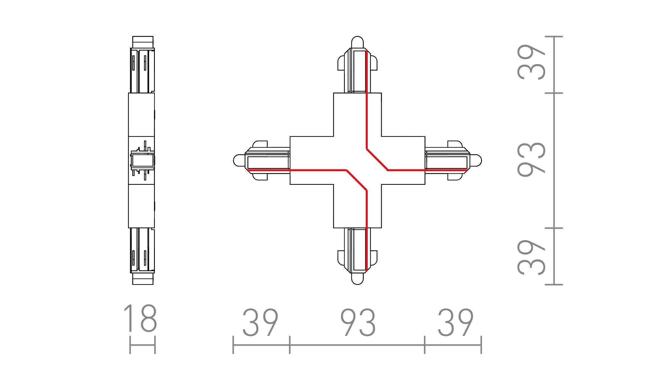X-CONNECTOR FOR 1-CIRCUIT TRACK - Product sketch