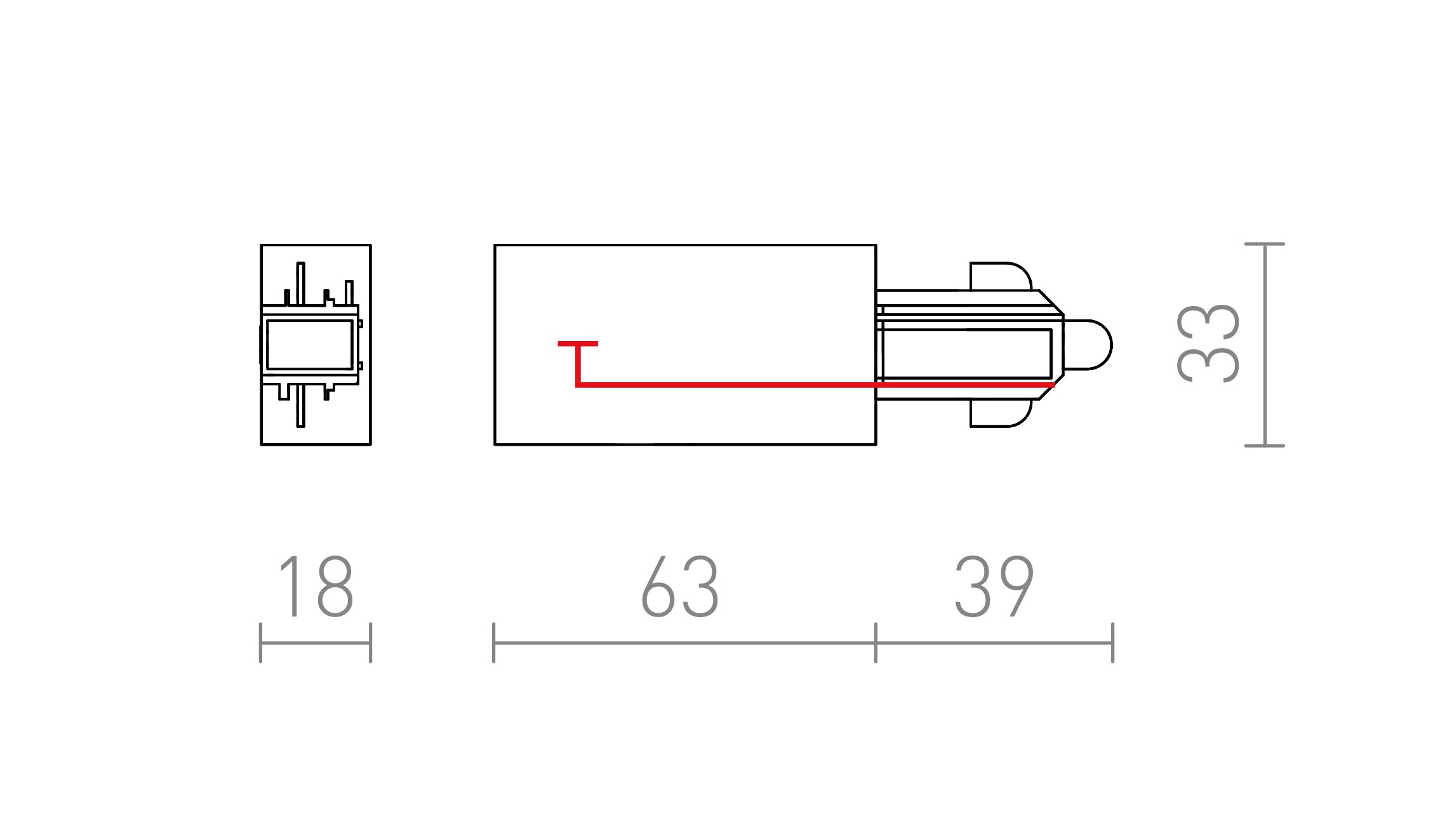 FEED-IN FOR 1-CIRCUIT TRACK (POLARITY LEFT) - Product sketch