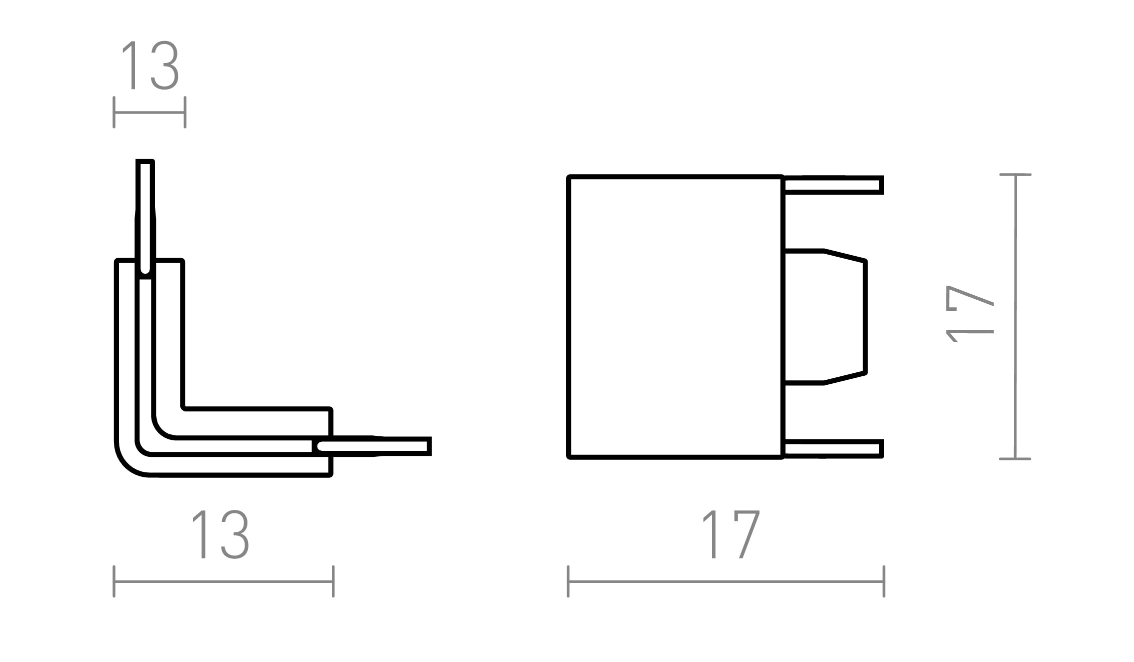 90 L-CONNECTOR FOR TRACK VEGA - Product sketch