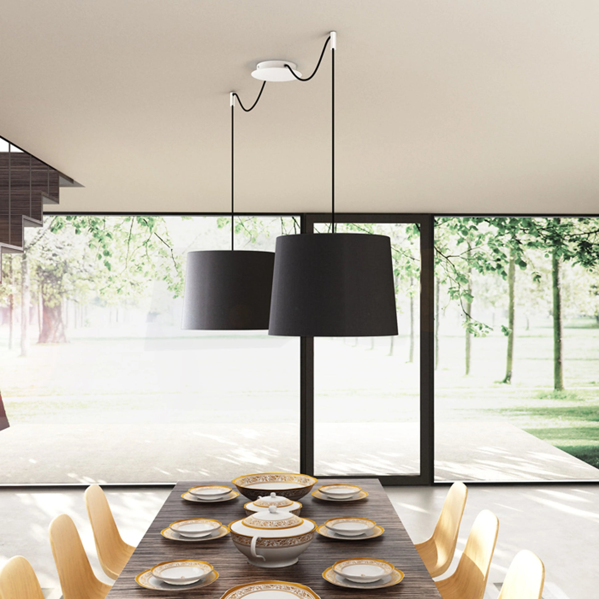 RENDL shades, shade bases, pendent sets ASPRO 40/30 shade Polycotton black/golden foil max. 23W R11467 6