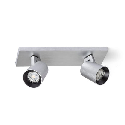 RENDL spotlight KENNY II surface mounted  brushed aluminum/black 230V LED GU10 2x8W R12916 1