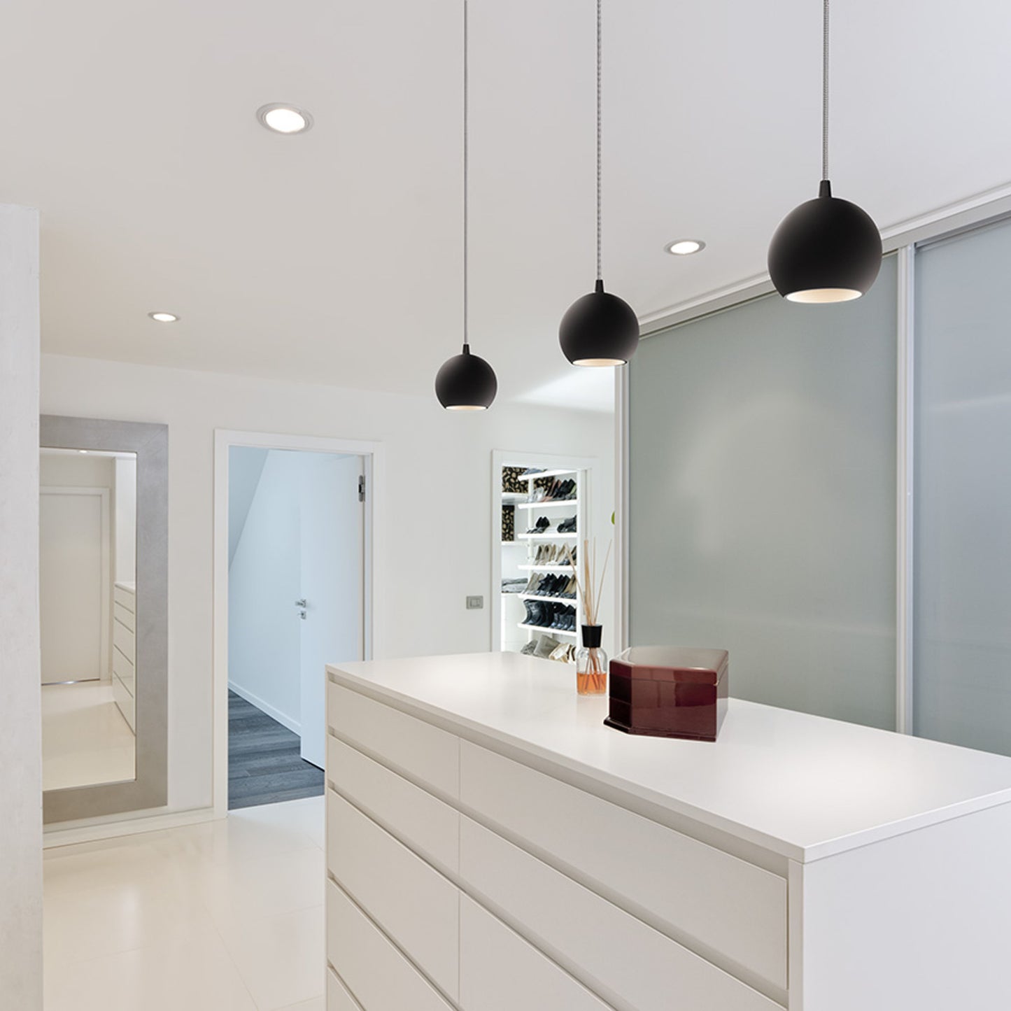 RENDL 1-circuit track system COPA for 1-circuit tracks black glass 230V LED E27 11W R13206 3