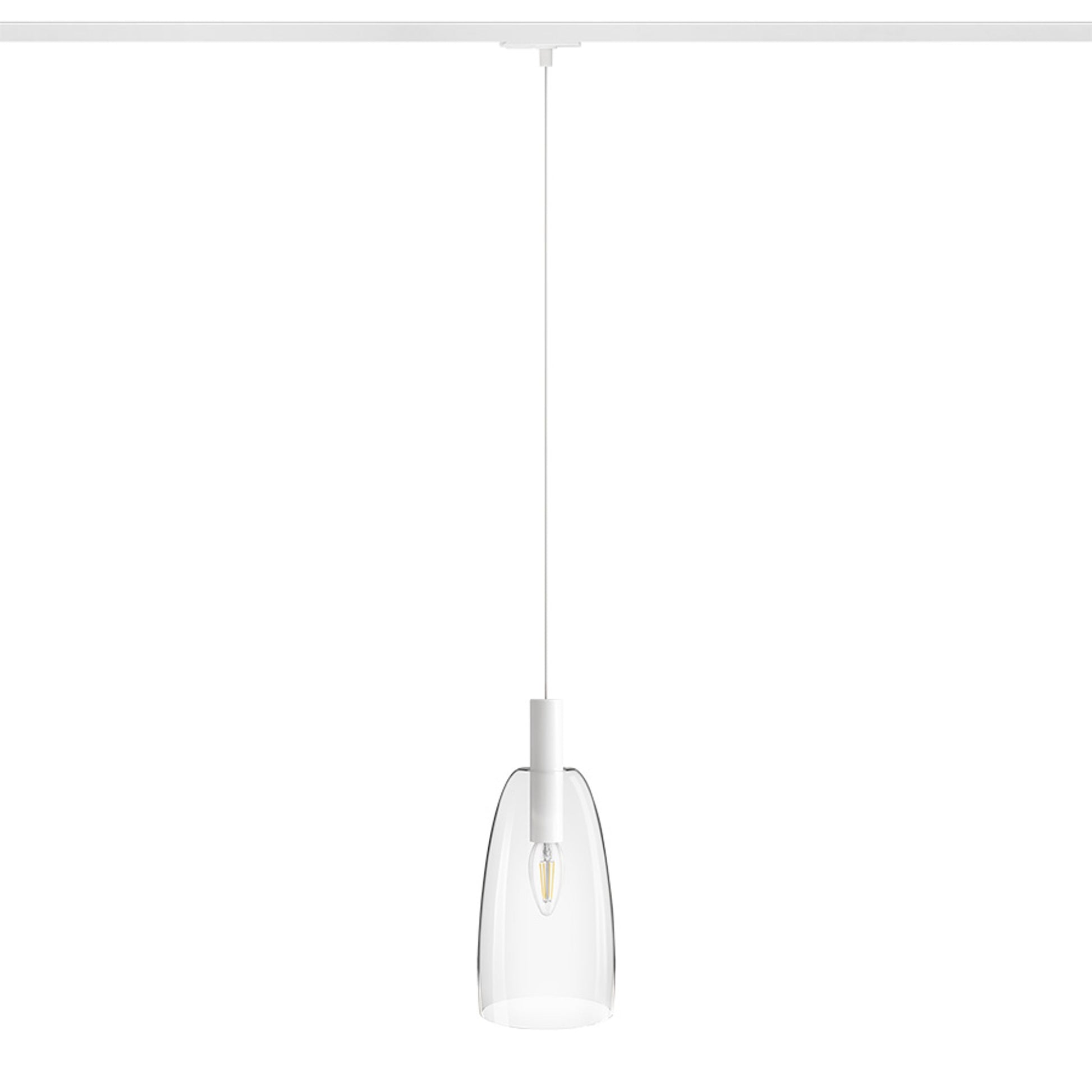 RENDL 1-circuit track system BELLINI L E14 for 1-circuit tracks pendant white clear glass 230V LED E14 15W R13963 1