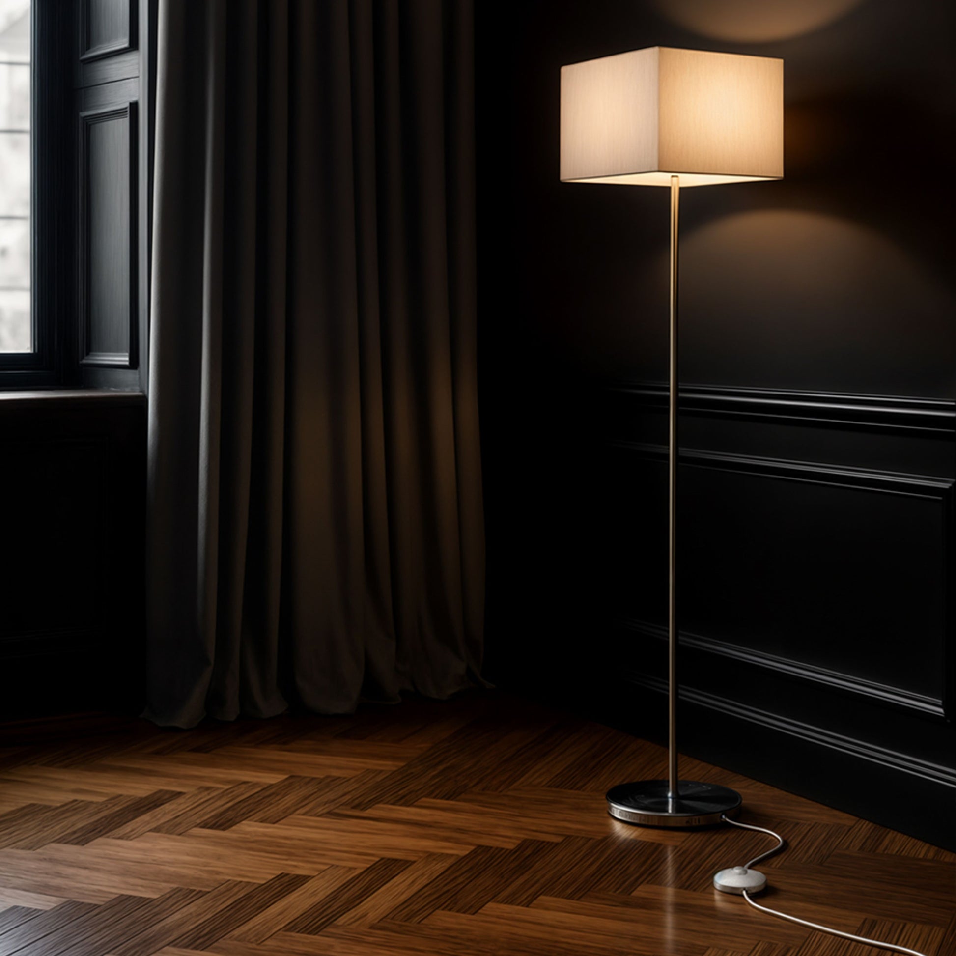 RENDL floor lamp NYC/TEMPO 30/19 floor  Polycotton white/chrome 230V LED E27 15W R14085 2