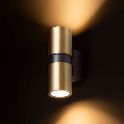 RENDL outdoor lamp MANO wall brushed brass/black 230V LED GU10 2x8W IP54 R14127 2