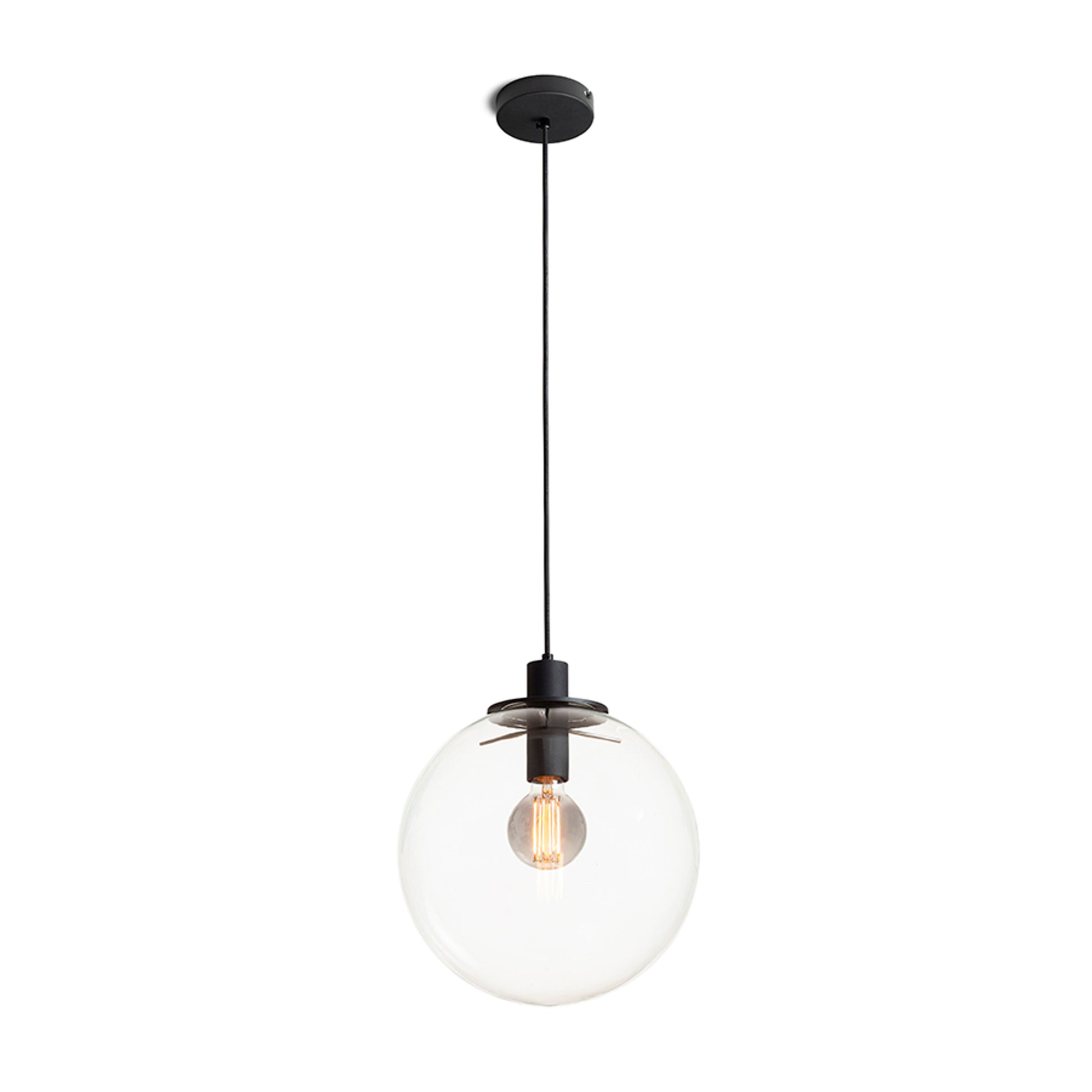 RENDL pendant lamp BOULDER 30 pendant clear glass/black 230V LED E27 15W R14393 1