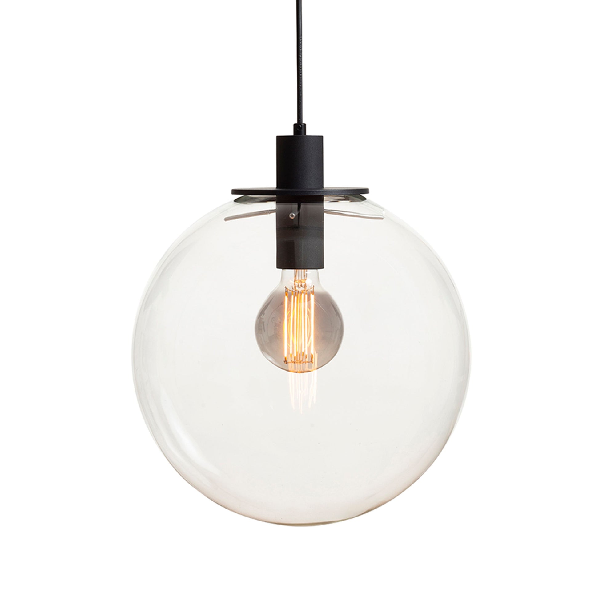 RENDL pendant lamp BOULDER 30 pendant clear glass/black 230V LED E27 15W R14393 5