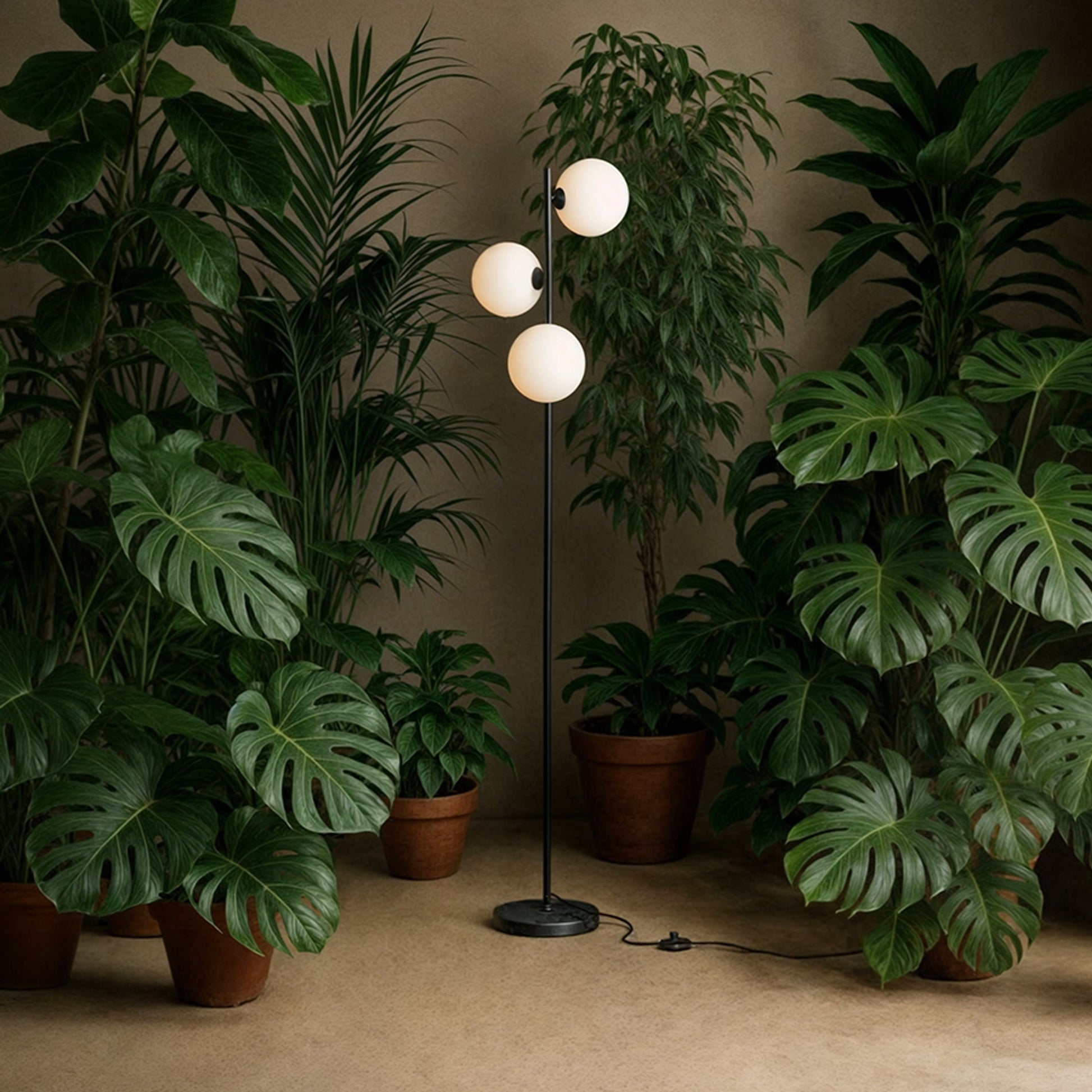 RENDL floor lamp ETHERIA floor black opal-colored glass 230V LED G9 3x7W R14593 2